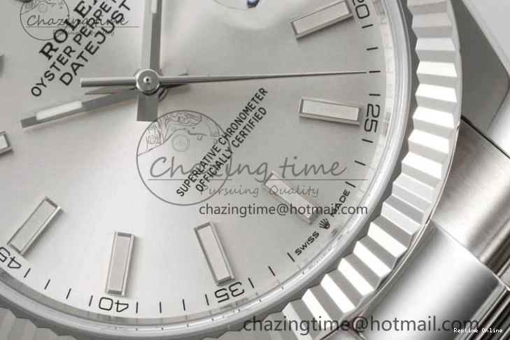 0227 DateJust 41 126334 Clean 1:1 Best Edition 904L Steel Silver Stick Dial on Oyster Bracelet VR Modern 2434